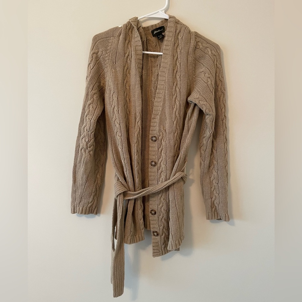 Tie Tan Cardigan Eddie Bauer CLOSET CLOSE OUT